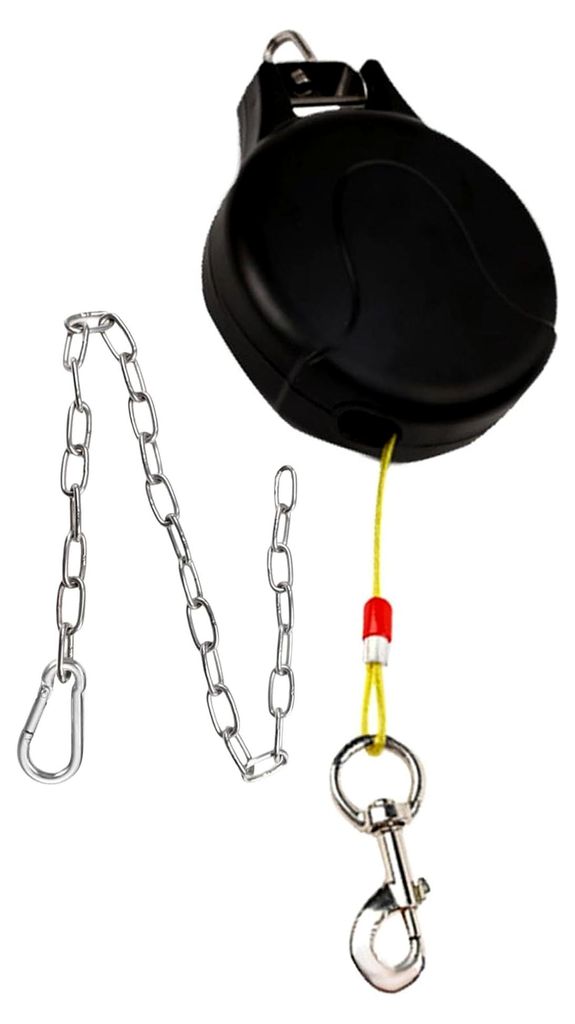 Wandmontierte Hundeleine - 9m lange Reichweite, robuste schwarze quadratische Hülle, ausziehbarer Mechanismus und Stahlseil, hochwertiges, widerst...