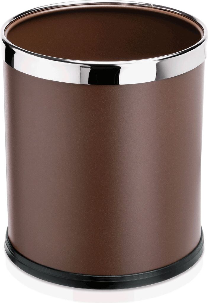 Papierkorb, Ø 22 cm, Höhe 25 cm, braun, pulverbeschichtet, Produktbild 