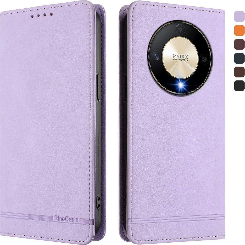 Hülle für Honor X9B/Magic6 Lite, Retro Kunstleder Ständer Klapphülle mit Kartenfächer und Magnetische Violett