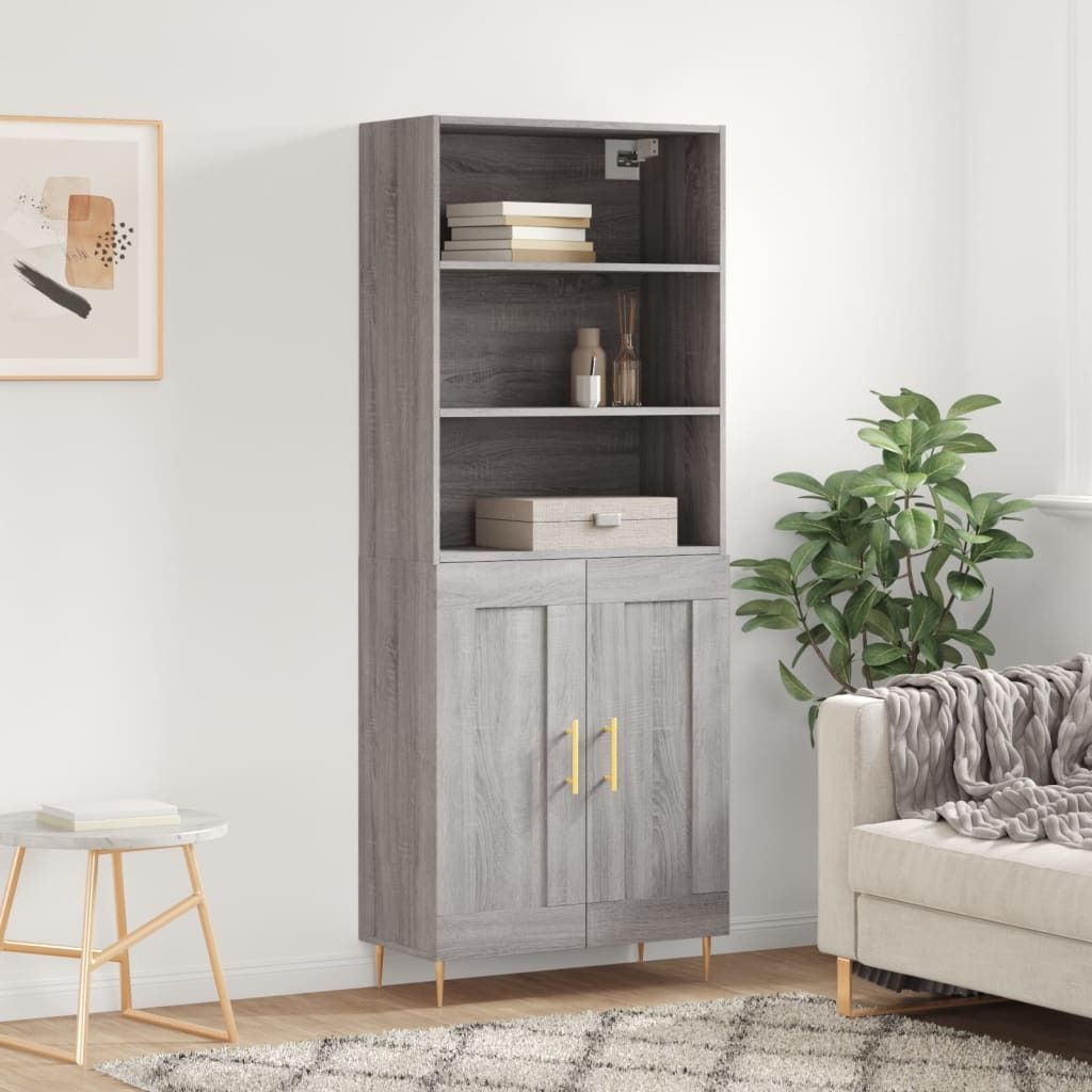 Maison Exclusive - Highboard Grau Sonoma 69,5x34x180 cm Holzwerkstoff
