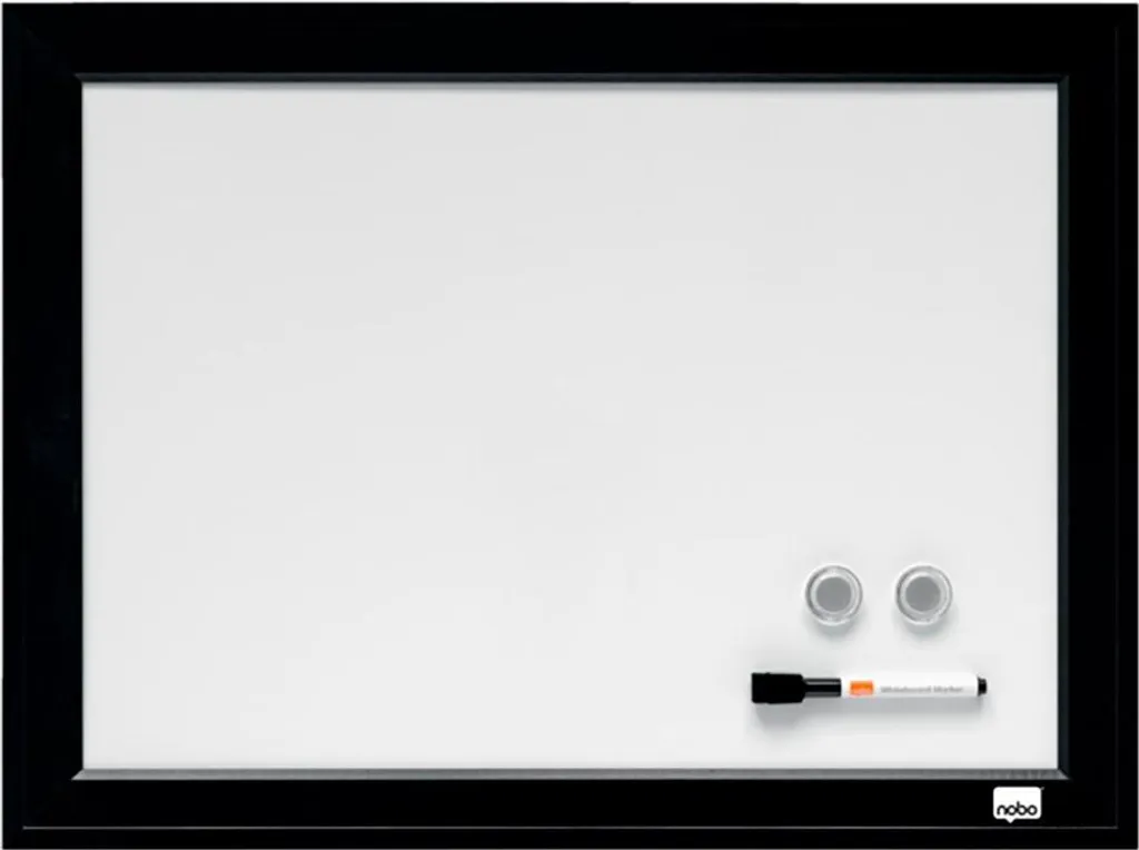Tableau Blanc Effaçable sans Traces 58x43cm Magnétique avec Cadre Noir