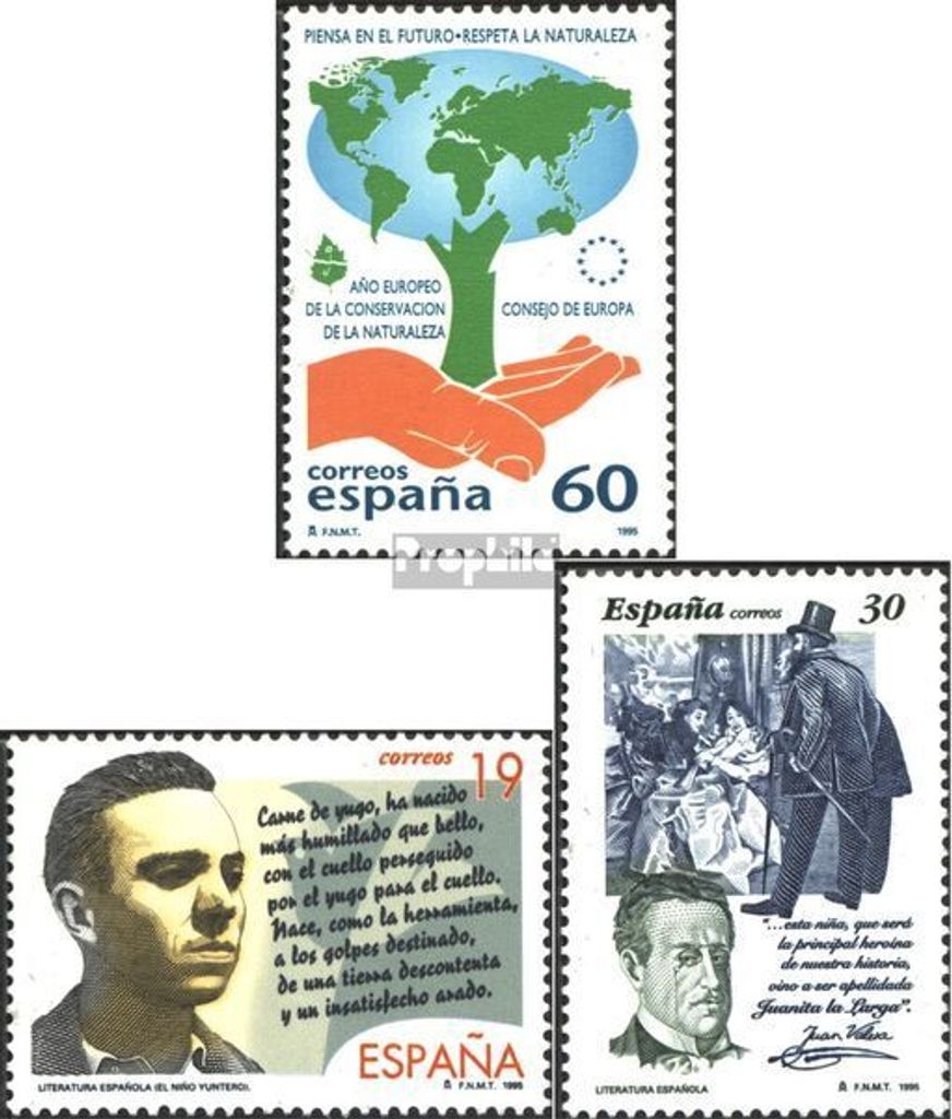 Briefmarken Spanien 1995 Mi 3207,3212-3213 (kompl.Ausg.) postfrisch Naturschutzjahr