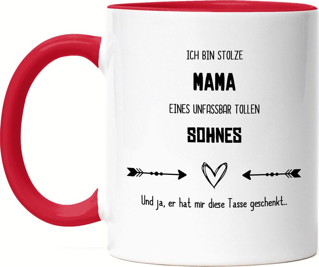 Stolze Mama Toller Sohn Tasse Rot Lustig Sarkasmus Geschenkidee Muttertag Geburtstag