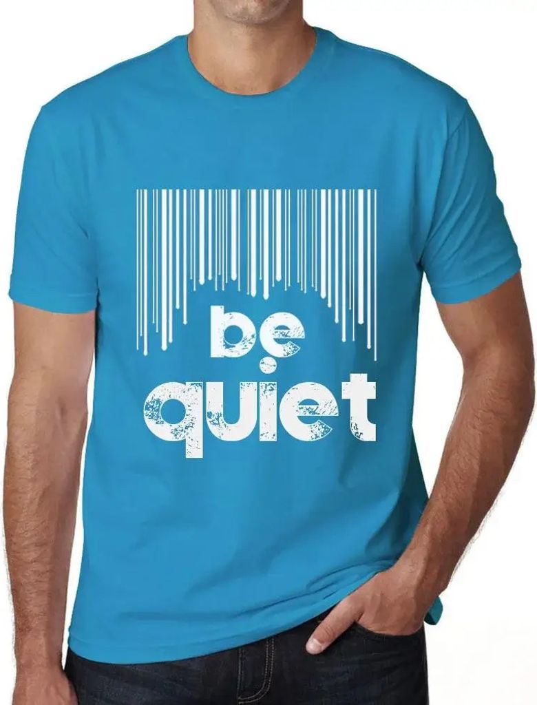Herren Grafik T-Shirt Barcode sei still – Barcode Be Quiet – Öko-Verantwortlich Vintage Jahrgang Kurzarm Lustige Druck Geburtstag Geschenk Mann