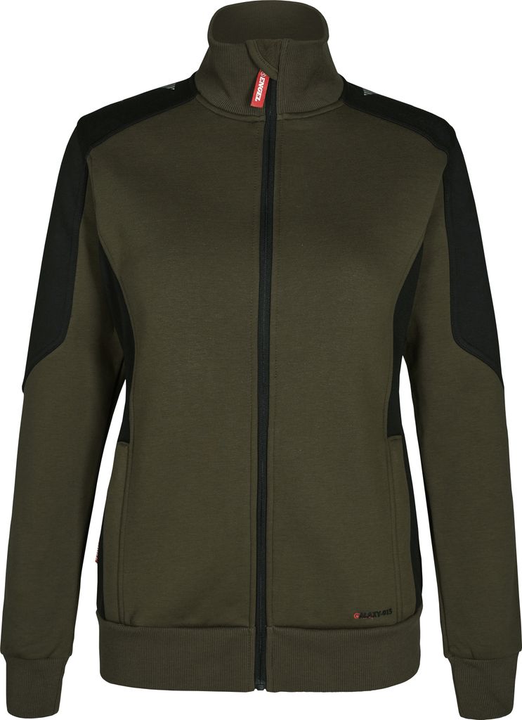 F. Engel Galaxy Damen Sweatcardigan, Forest Green/Schwarz, Gr. 2XL