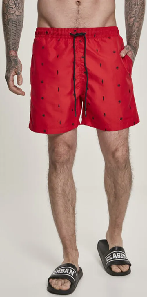 Urban Classics Short de Bain Brodé Leaf Firered Navy Taille L Homme