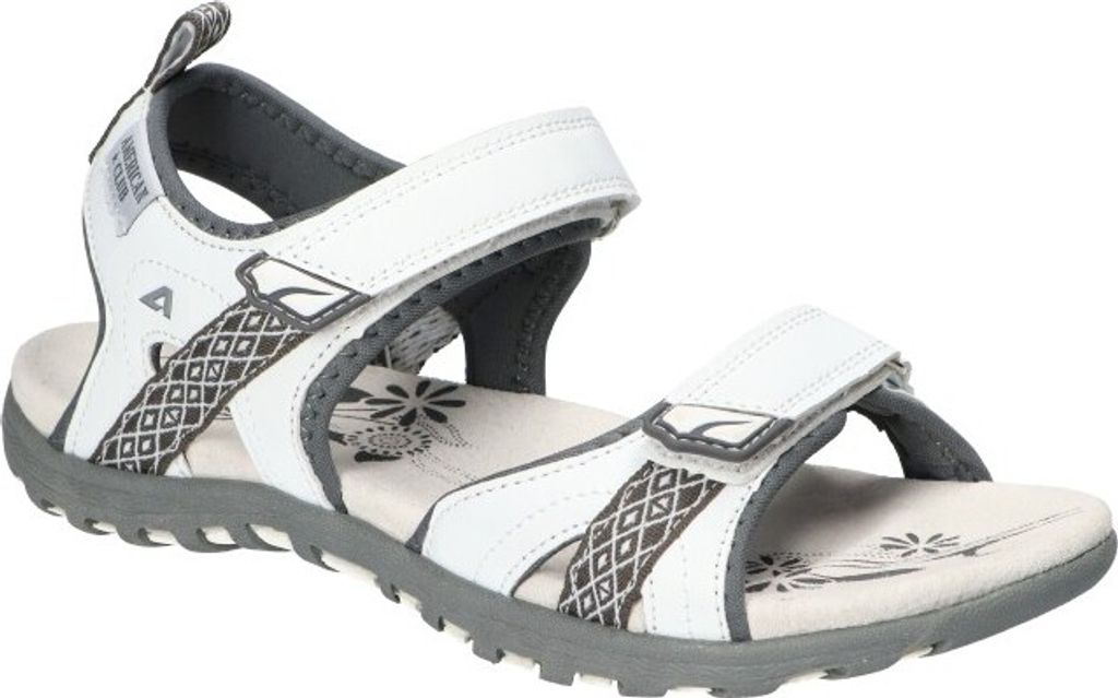 AMERICAN CLUB HL130 Solide Damensandalen, Naturleder Innensohle, Klett Sandalen, Sportsandalen, Weiss 38