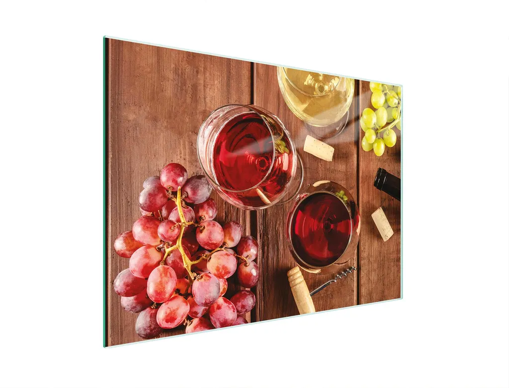 Tagliere in Vetro Decorato 30x22 cm - Copri Piano Cottura Vino Legno