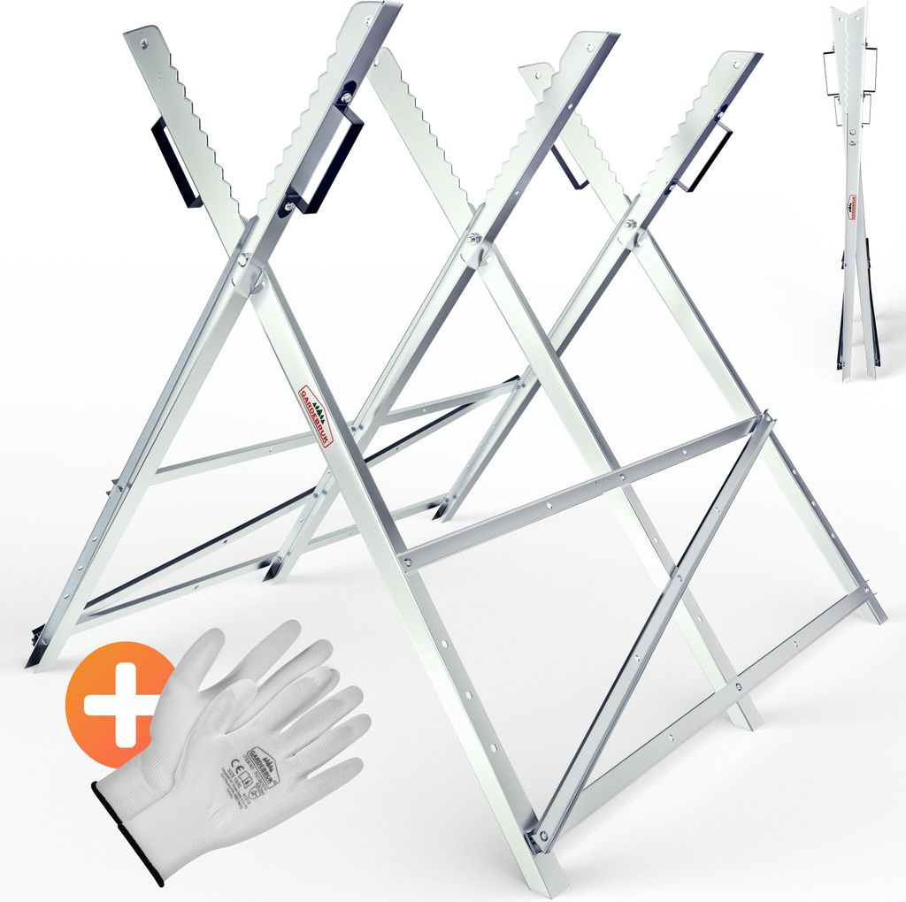 Chevalet de sciage pliable 150 kg métal zingué jardin dents Image du produit 