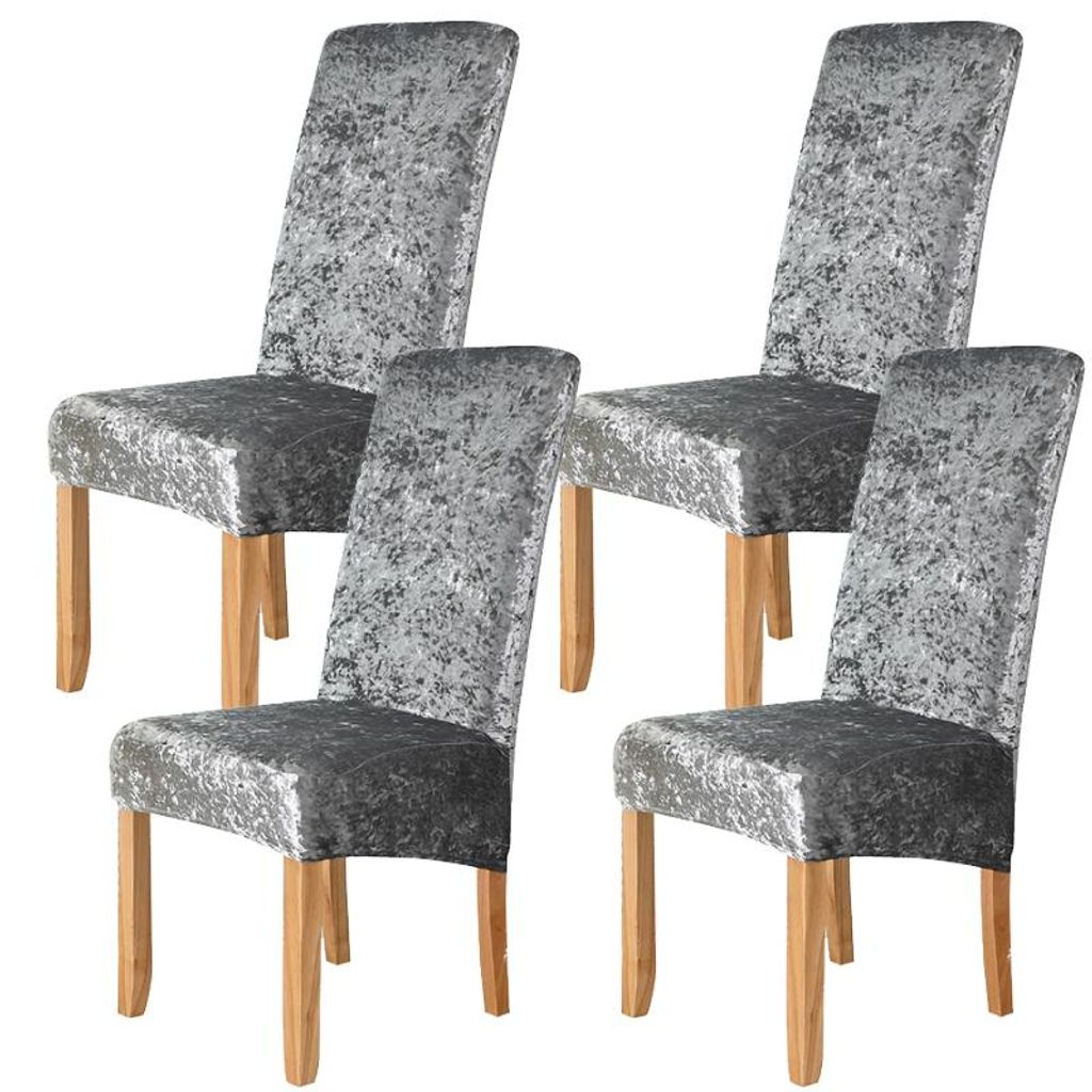 4er Set Stretch Stuhlhusse Universelle Samt Stuhlbezug Produktbild 
