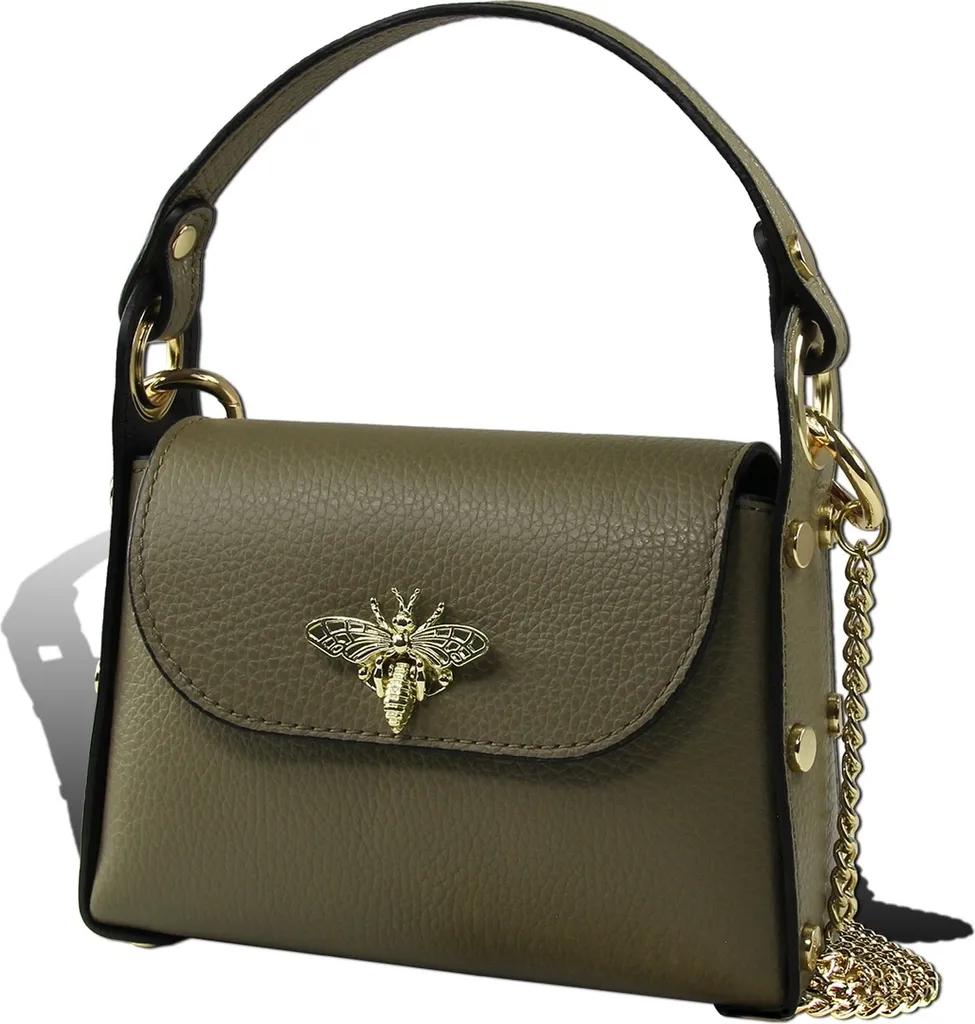 Sac à main en cuir Toscanto coloris taupe foncé et gris-vert chic