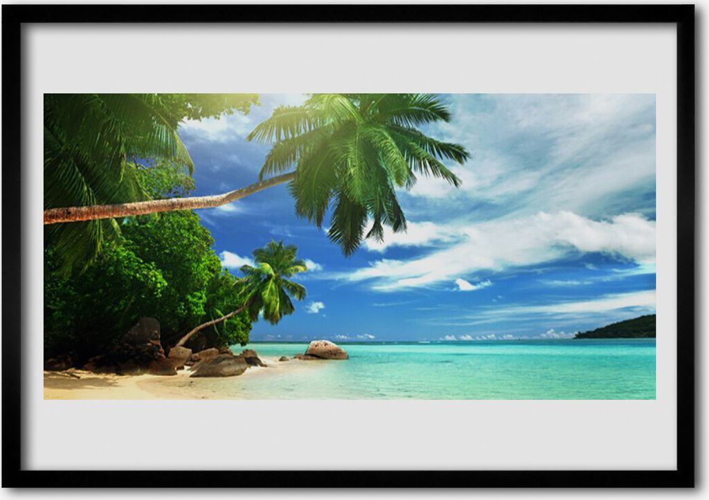 Bild 100x70 MDF-Rahmen Wandkunst Palm Beach Sea Landschaft
