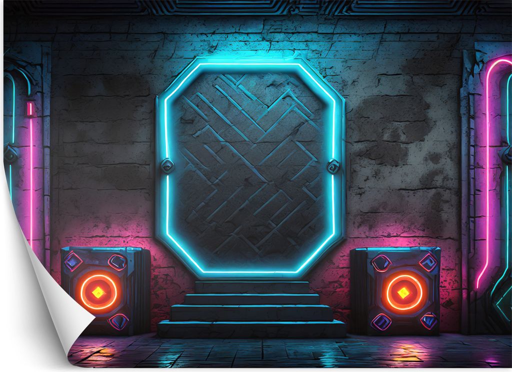 Vlies fototapete Sci Fi Neon Abstraktion 300x210 cm Feeby Blau inkl. Kleber einfache Montage