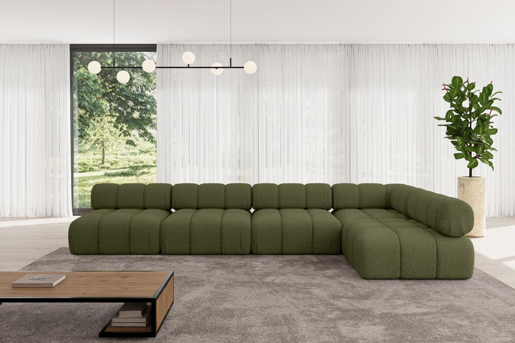 ALTDECOR Modulares Sofa Ecksofa in L-Form - Samaro-L3 - 380x190x70 cm Grün universal, links/rechts Corner modular Sofa Eckcouch Couch Wohnlandscha...