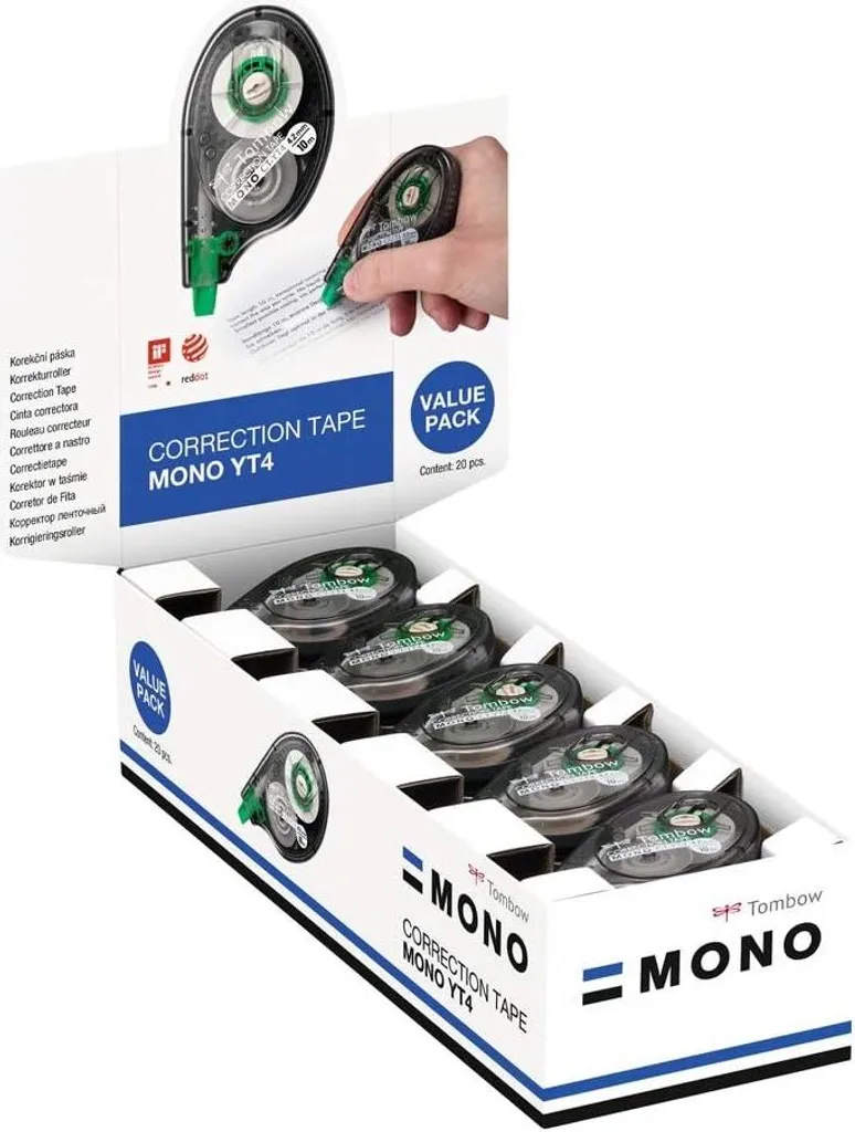 Tombow MONO YT4 Correcteur avec Application Latérale Pack de 20
