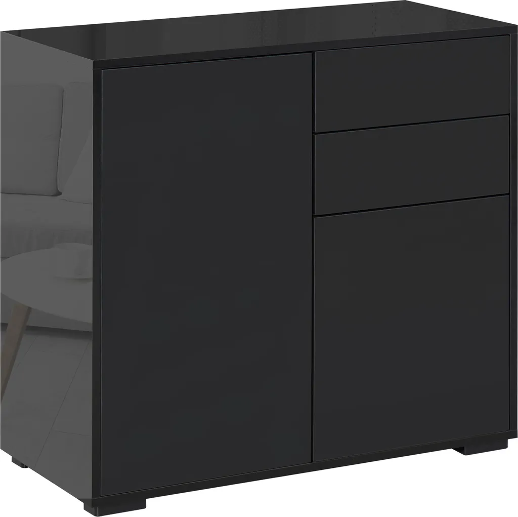 Mobiletto Multiuso HOMCOM Nero: Credenza Salvaspazio con 2 Ante