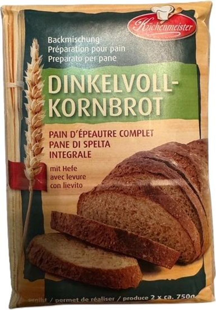 Küchenmeister Dinkelvollkornbrot Backmischung mit Hefe 1 kg