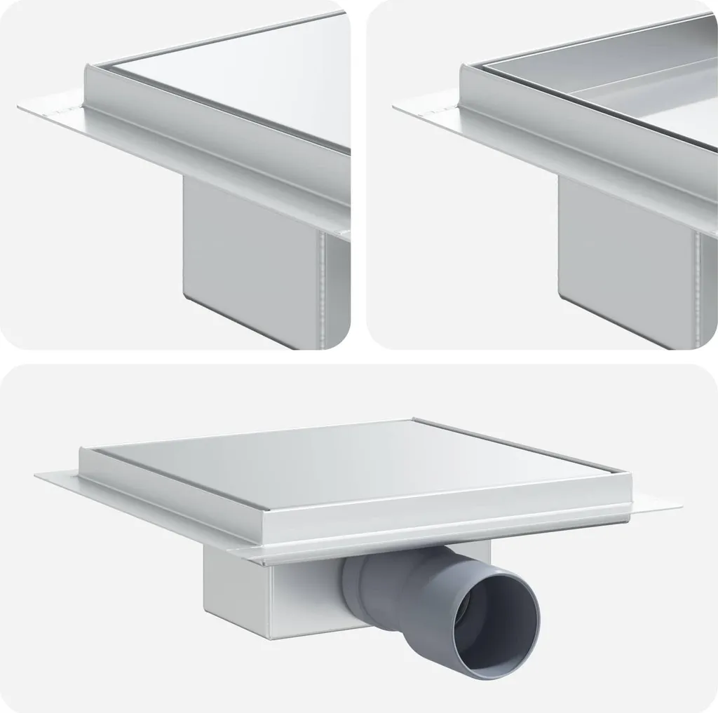 Scarico Doccia Inox 304 vidaXL 20x20cm - Griglia 2 in 1 Antiodore