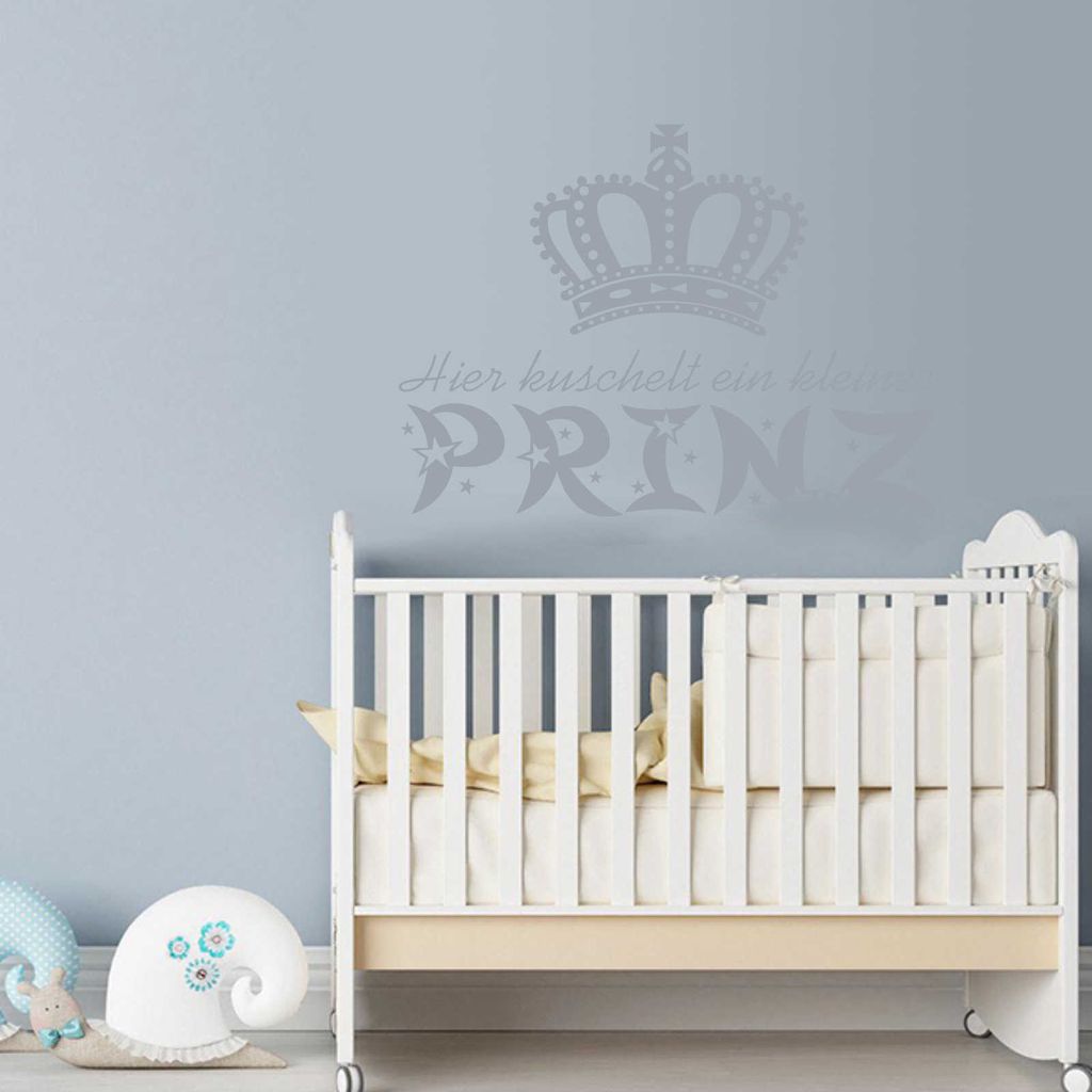 Wandtattoo - Wandaufkleber - Wandtattoo "Kuschel Prinz" - 78cm x 58cm silber - Dekoration Küche Wohnzimmer Wand