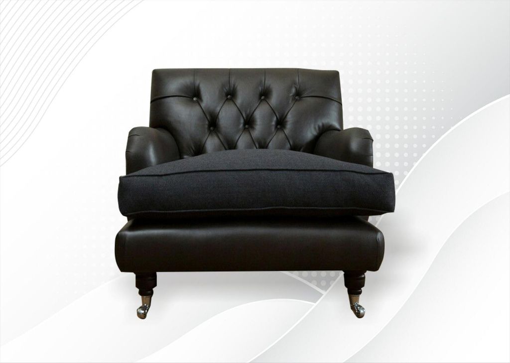 Chesterfield Design Sofa Sessel Couch Polster Luxus Textil Couchen 1 Sitz Leder