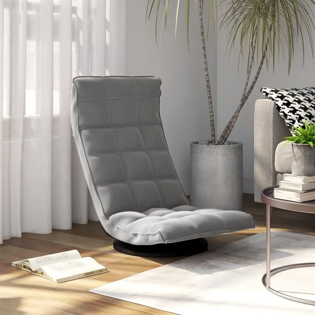 The Living Store sedia da terra girevole in velluto grigio chiaro - 1