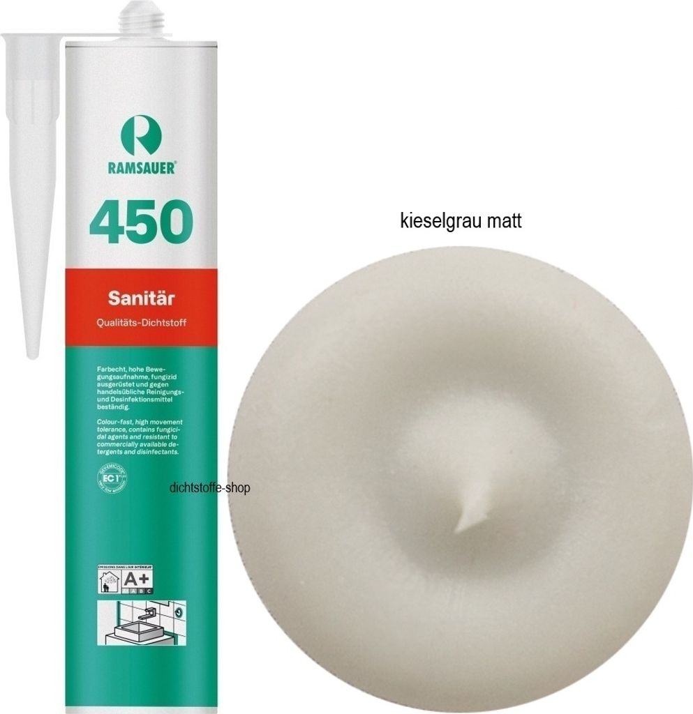 Ramsauer 450 Sanitär Silicon Fugen Dichtstoff 310ml Kartusche kieselgrau MATT