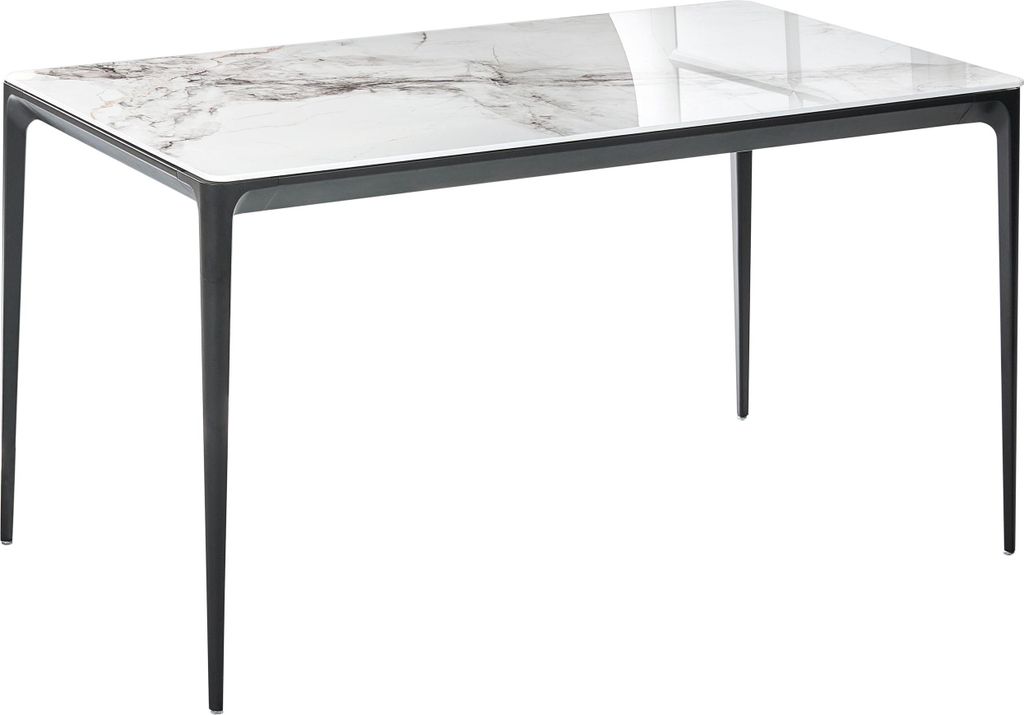 BELIANI Esstisch Weiß und Schwarz Glas Aluminium Marmoroptik 140 x 80 cm Rechteckig Modernes Design Küche Esszimmer
