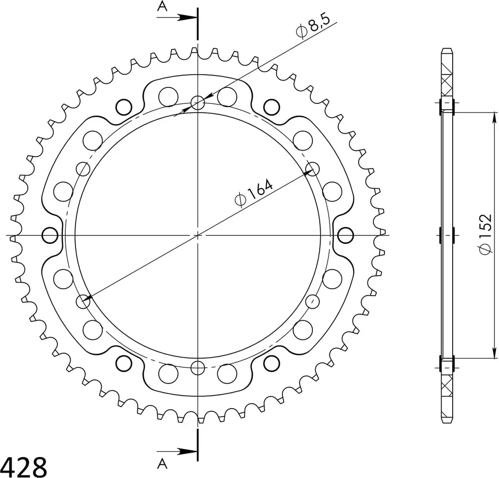 Couronne Hybride 428 - 56Z Argent RST-1839 Haute Résistance Supersprox
