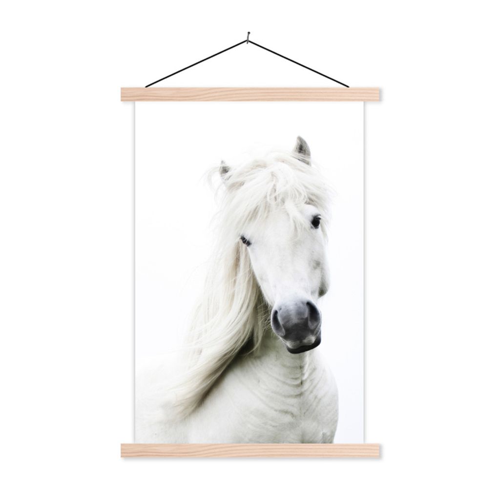MuchoWow Textilposter Pferde - Nutztiere - Mähnen 60x90 cm mit holzfarbenen Rahmen - Textil