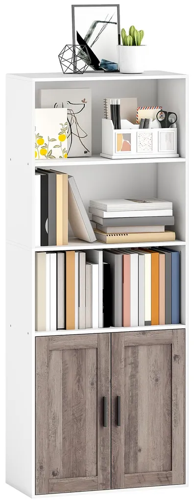 Meuble Rangement 5 Niveaux Blanc 60x30cm avec Placard et Niches