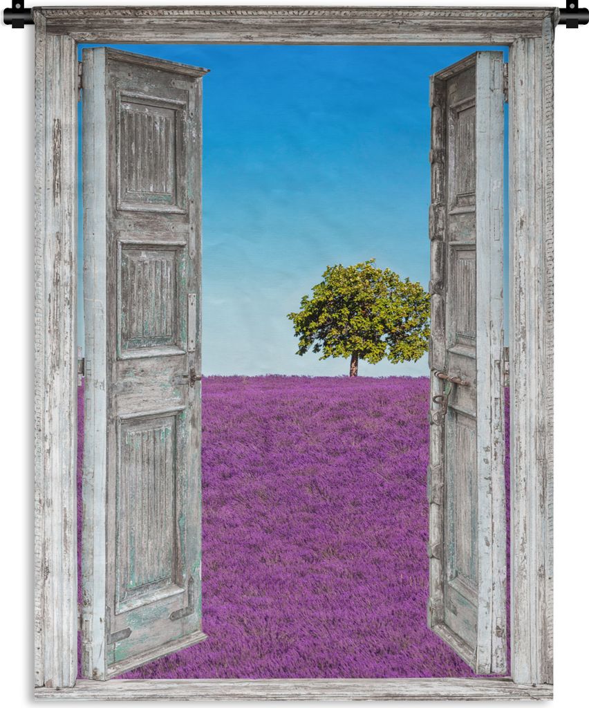MuchoWow Wandteppich Wandbehang Blumen - Lavendel - Ansicht 60x80 cm Tapisserie Dekoration Wandtuch - Decke - Wandtücher - Wohne