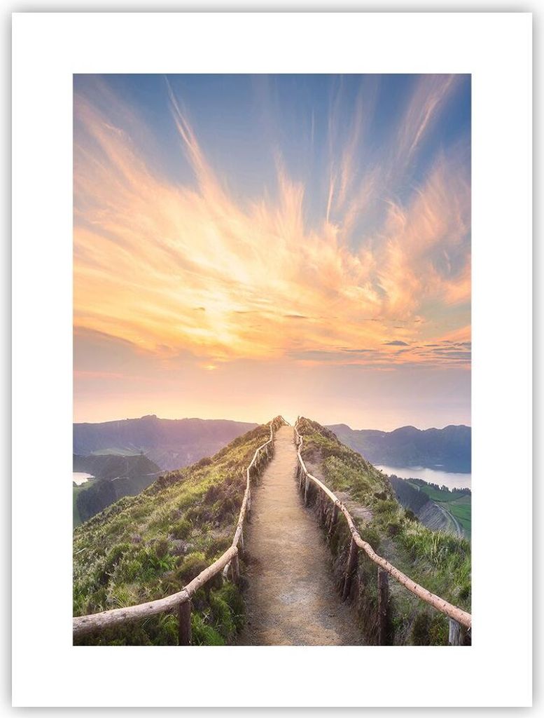 Poster - Poster ohne Rahmen - Trail Berg Azoren - 30x40 cm - Wand Bild - Wanddeko - Wandbilder - Kunstposter - Wandposter - Bilder - Kunstdruck - W...