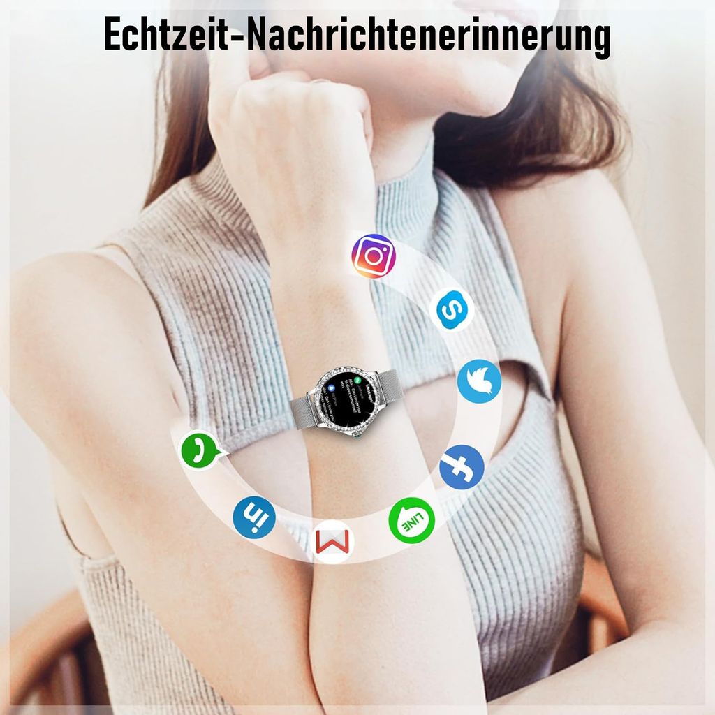 Fitness Tracker Damen Schmuck Smartwatch Damen,1,3