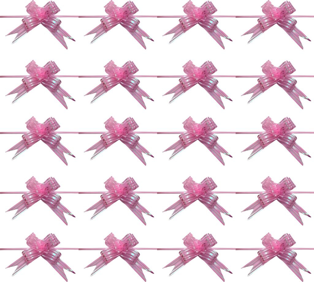 20pcs Ziehen Sie mehrfarbige Tränenfeindliche Glitzer Bogen Schneegarn Blume Form Weihnachten Valentinstag Hochzeitsgeschenkverpackungsbogenband-Rosa