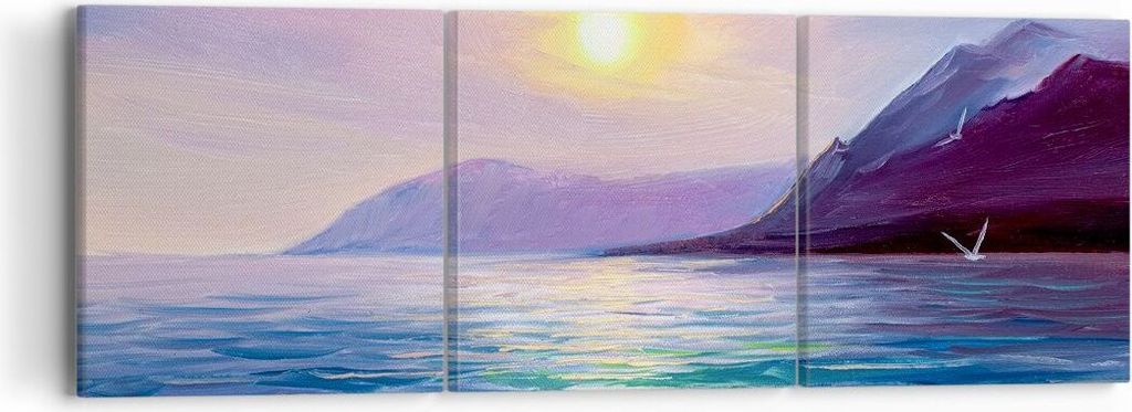 Bild auf Leinwand - Leinwandbild - Berge Meer Welle - 90x30cm - Wand Bild - Wanddeko - Wandbilder - Leinwanddruck - Bilder - Kunstdruck - Wanddekor...