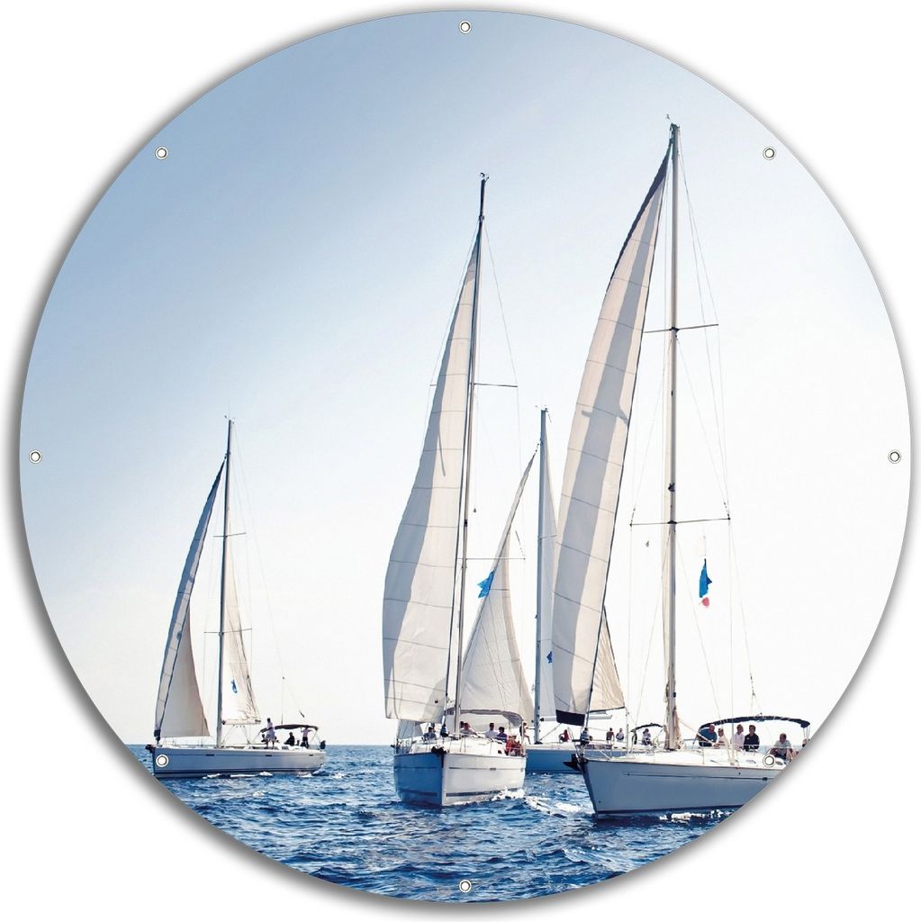 Wallario rundes Outdoor-Poster für Garten oder Balkon, Motiv Segelschiff auf dem Meer, 60 cm Durchmesser