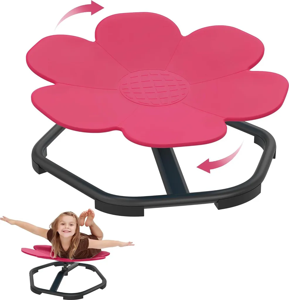 YUENFONG Chaise Tournante Sensorielle Rose pour Autisme avec Base Métal