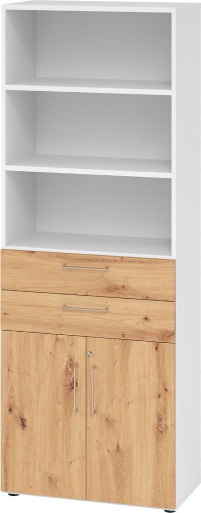 bümö smart Kombischrank - mit Schubladen - Nachbildung: Weiß/Asteiche