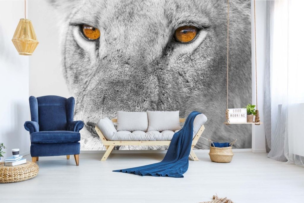 Vlies Fototapete LÖWIN 375 x 250 cm (inkl. Kleister) - Vlies Tapete, Wandtapete, Wandbilder - Tapete für Wohnzimmer Schlafzimmer, Büro, Küche -...
