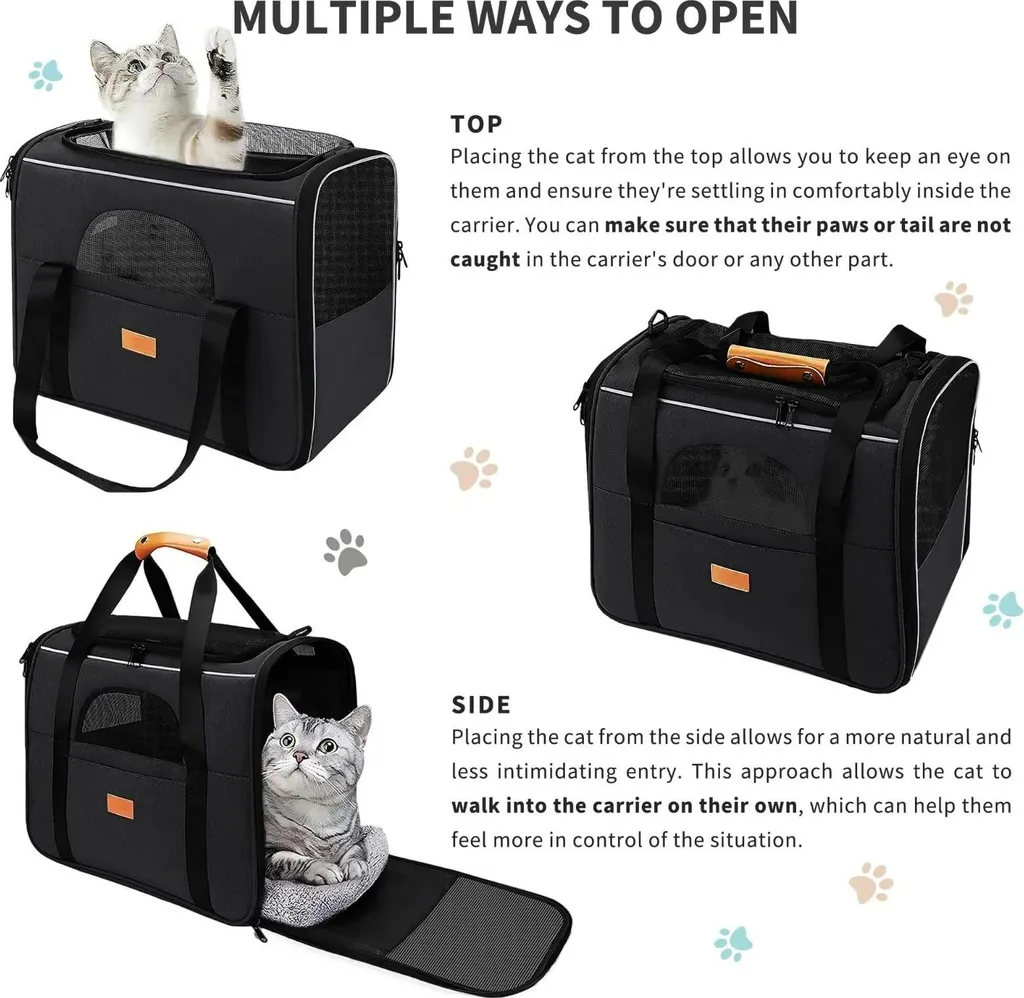 Borsa a Tracolla Nera per Cani e Gatti - Design Elegante e Funzionale - 6