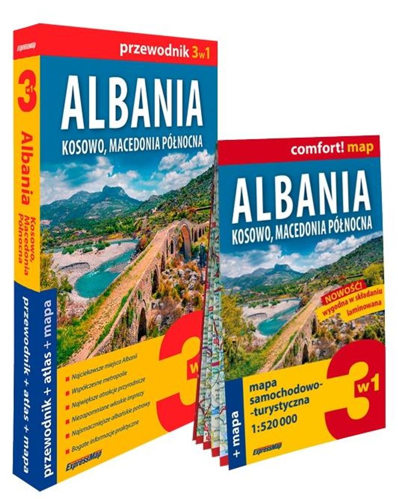 Albania 3w1: przewodnik + atlas + mapa