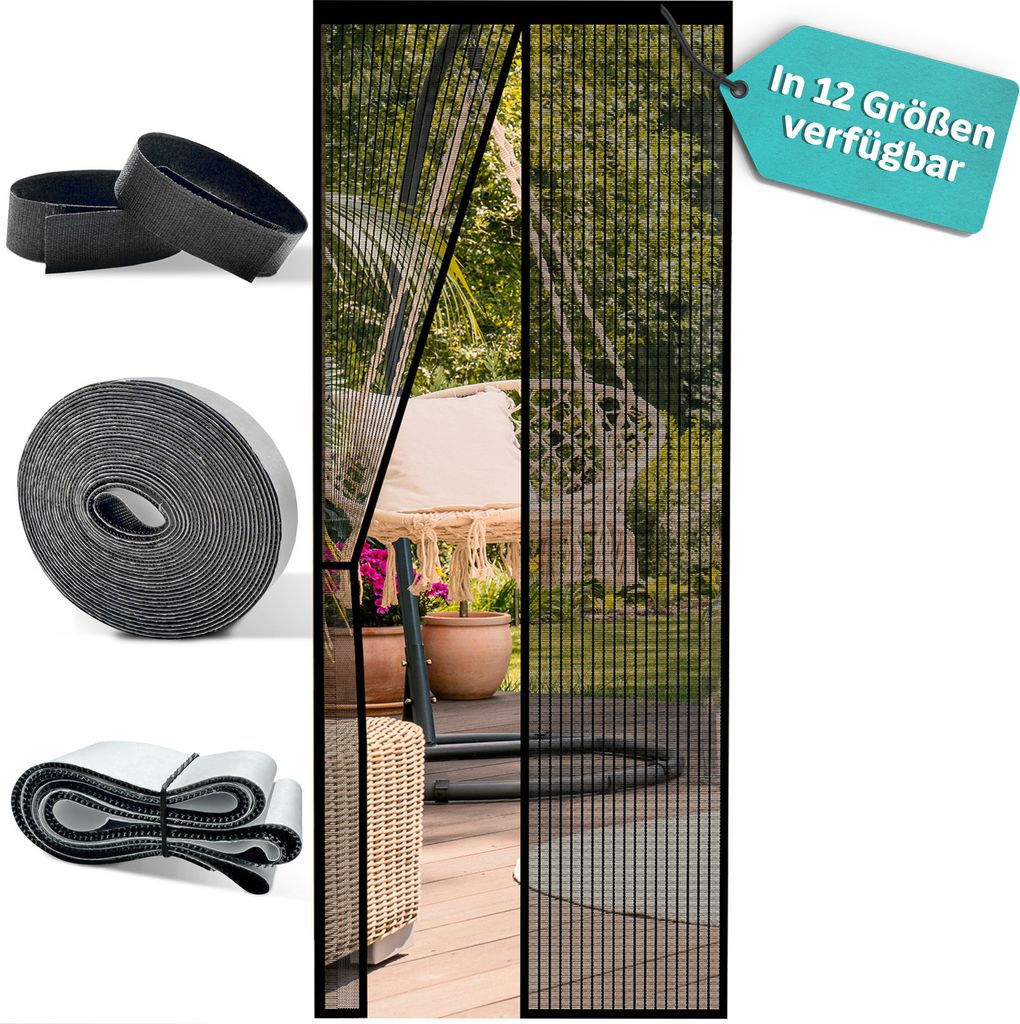 MIDORI Fliegengitter-Tür 90x240 cm Insektenschutz Balkontür Produktbild 