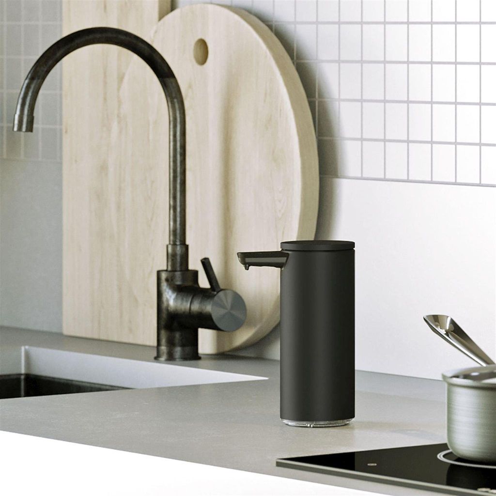 Simplehuman Berührungsloser Seifenspender, 266 ml, Stahl matt, schwarz, wiederaufladbar