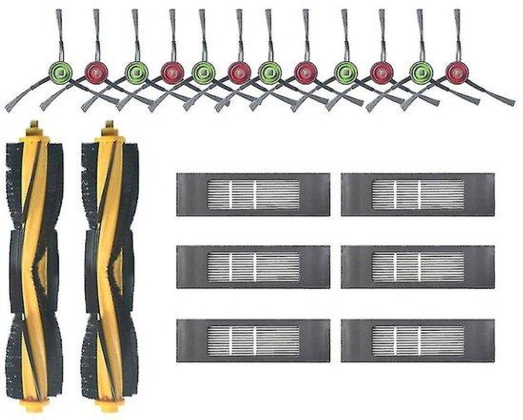 Staubsaugerzubehör - Zubehörset - geeignet für iRobot Roomba-Staubsauger (i7, i7+, E5, E6, 800/900-Serie) - 2 Hauptbürsten, 6 Filter, 12 Seiten...