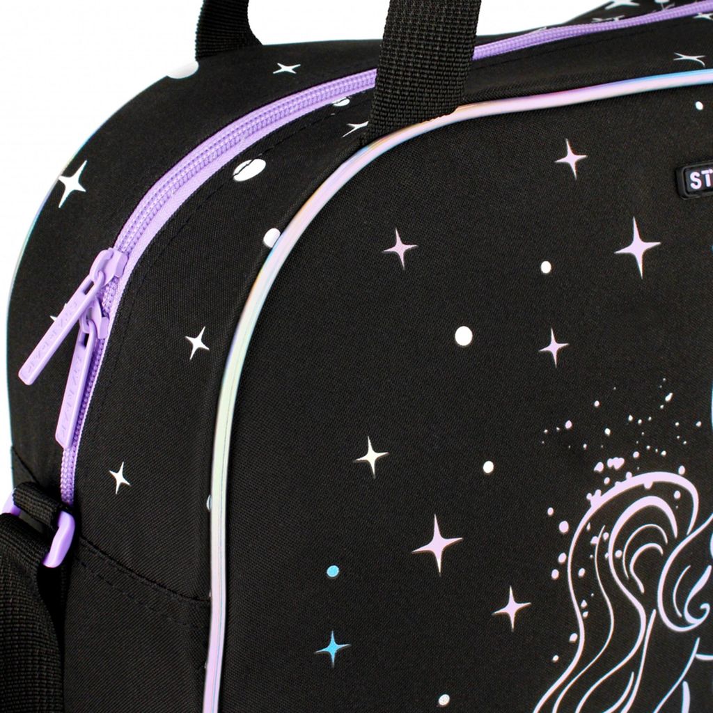 Einhorn holo Schwarze Umhängetasche, Sporttasche 39x27x16 Produktbild 3