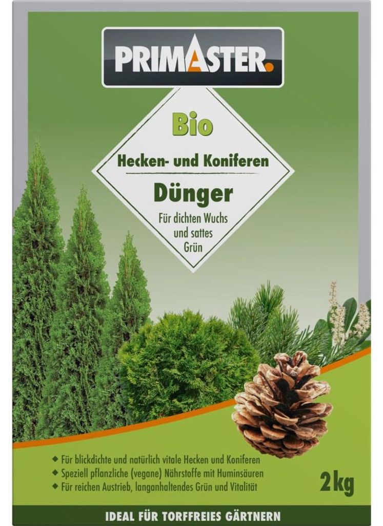 Primaster Heckendünger pflanzlich für Koniferen und torffreies Gärtnern 2 kg
