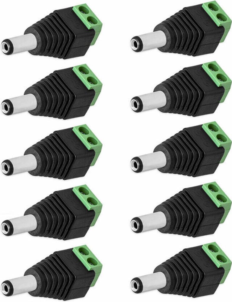 10x DC Stecker Hohlstecker 2,1 mm Adapter Terminal Block Netzteil Schraubbar