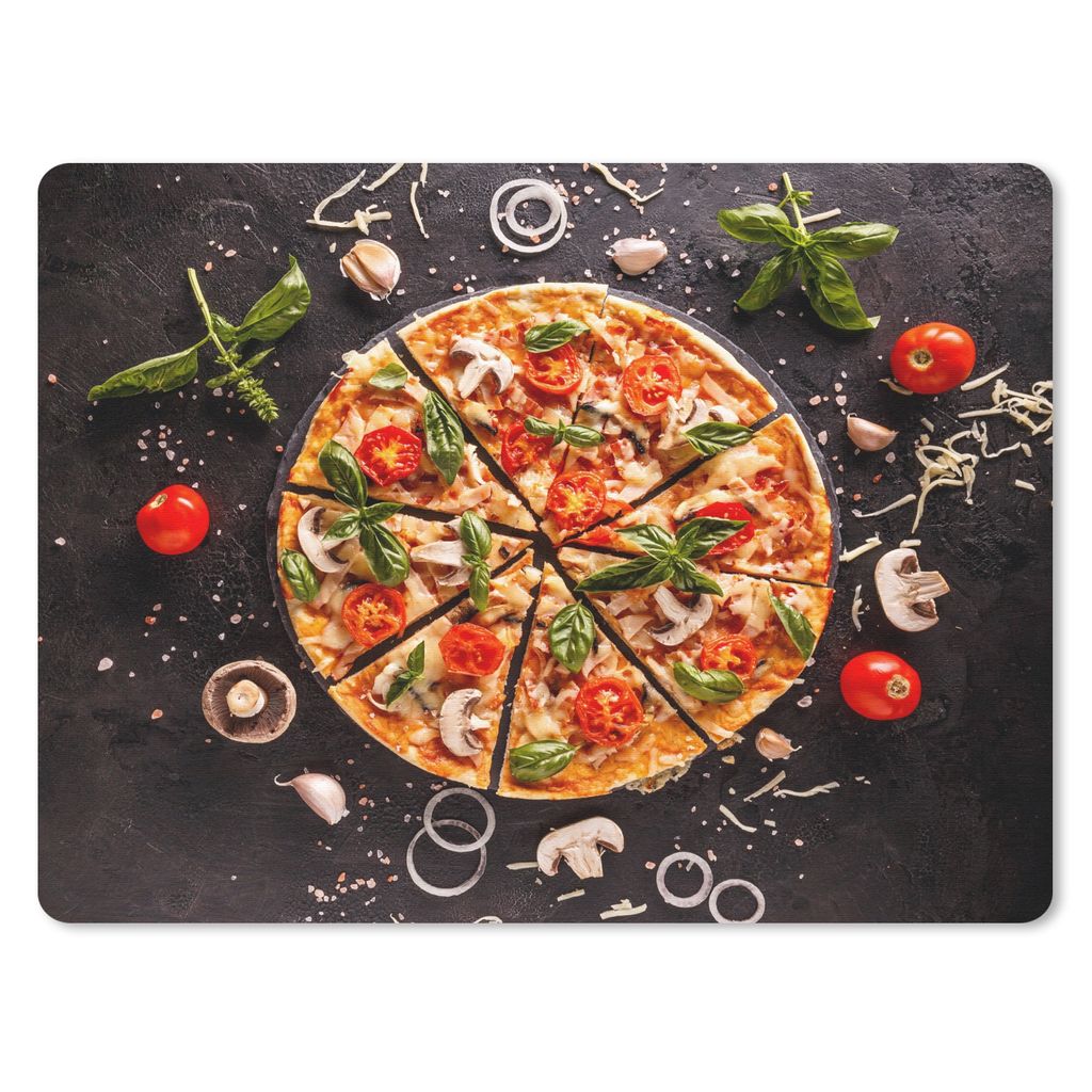 MuchoWow Mauspad Mousepad Pizza - Gemüse - Kräuter - Küche - Industrie 23x19 cm - Mousepads - Maus Mat - Pad - Mausunterlage - Schreibtischunt...