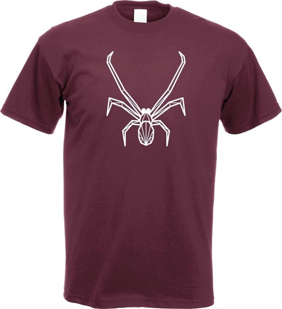 Kiwistar - T-Shirt - Burgund - Schwarze Witwe Polygon Motiv Bedruckt Funshirt Design Print - mit Motiv Bedruckt - Funshirt Design - Sport - Freizei...