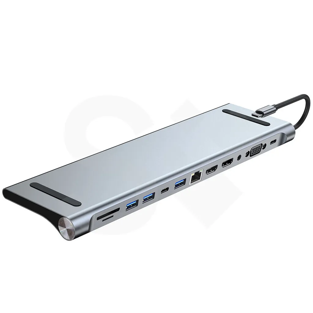 Station d'Accueil USB-C 12 en 1 avec Charge PD et Double Sortie Vidéo 4K